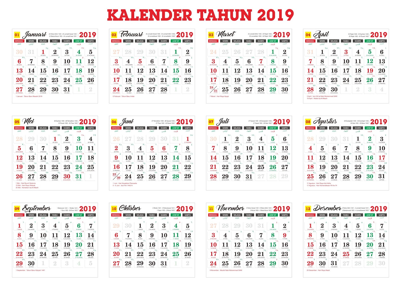 kalender indonesia 2019